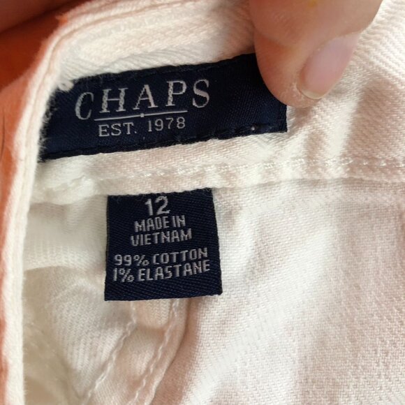 Chaps Womens Pants Size 12 Flared Leg Classic White Casual Stretch Cotton Travel - Picture 12 of 14